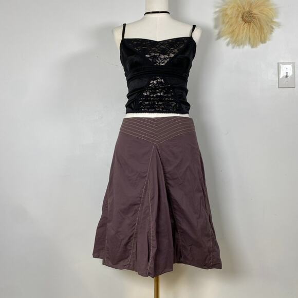 Vintage Old Navy Womens Y2K Chocolate Brown Midi Skirt Size 2 Boho Preppy Fairy - Picture 2 of 11
